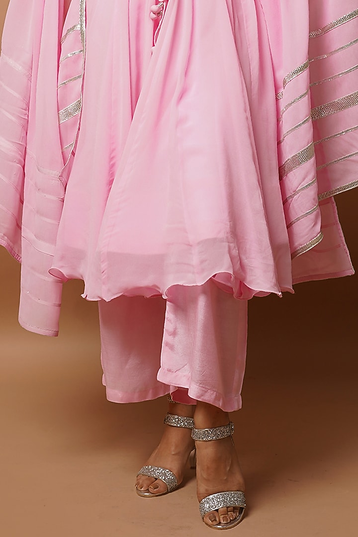 Baby Pink Heavy Georgette Embroidered Party Wear Anarkali Set by AHI CLOTHING at Pernia's Pop Up Shop