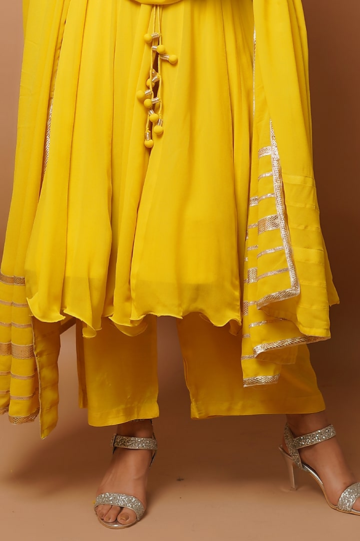 Yellow Heavy Georgette Embroidered Party Wear Anarkali Set by AHI CLOTHING at Pernia's Pop Up Shop
