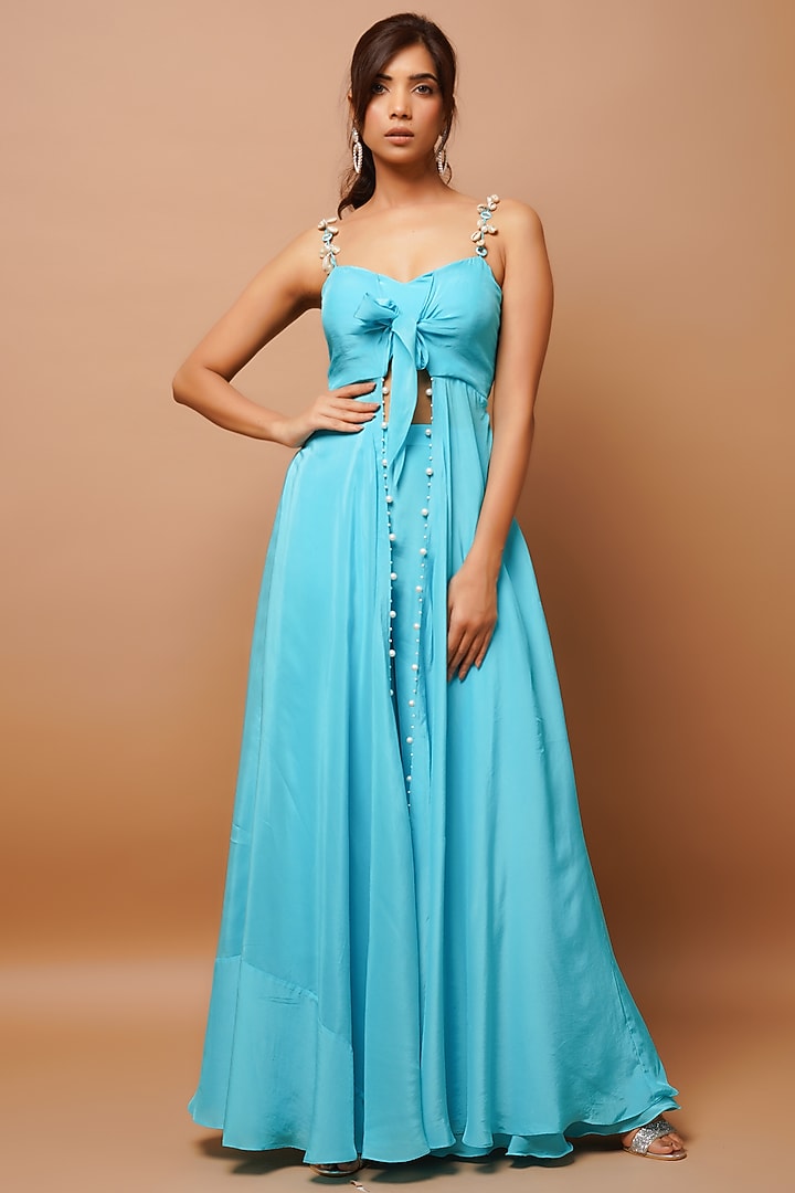 Ocean Blue Heavy Crepe Co-Ord Set by AHI CLOTHING at Pernia's Pop Up Shop