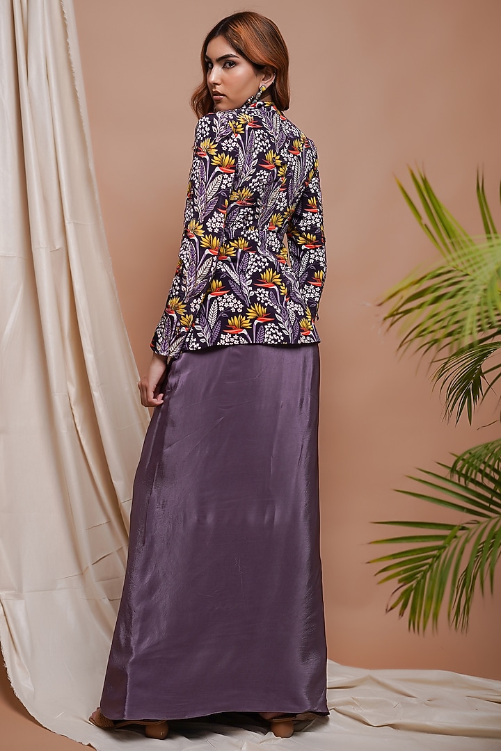 Light Purple Natural Crepe Resham & Mirror Embellished Jacket Set by AHI CLOTHING at Pernia's Pop Up Shop