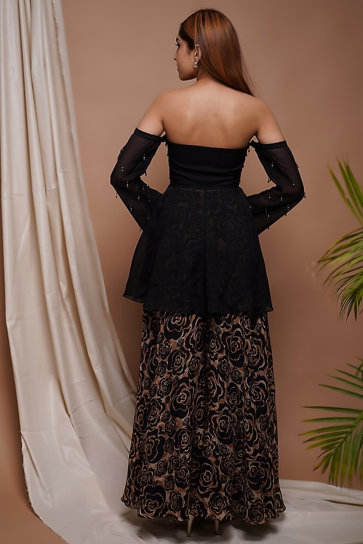 Black Heavy Organza Palazzo Set by AHI CLOTHING at Pernia's Pop Up Shop