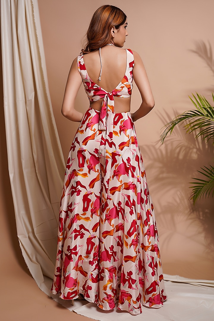 Cream Heavy Crepe Digital Printed Jumpsuit by AHI CLOTHING at Pernia's Pop Up Shop
