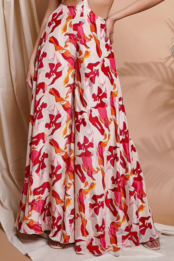 Cream Heavy Crepe Digital Printed Jumpsuit by AHI CLOTHING at Pernia's Pop Up Shop