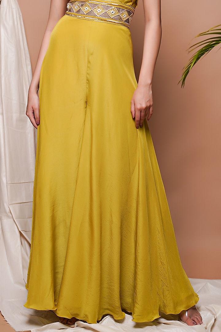 Green Heavy Crepe Zari & Resham Embroidered Jumpsuit by AHI CLOTHING at Pernia's Pop Up Shop