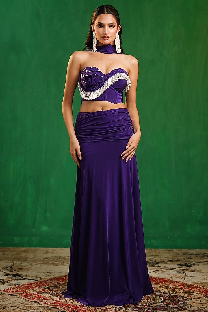 Royal Purple Imported Lycra Skirt Set by AHI CLOTHING at Pernia's Pop Up Shop