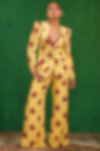 Yellow Imported Crepe Printed Blazer Set by AHI CLOTHING at Pernia's Pop Up Shop