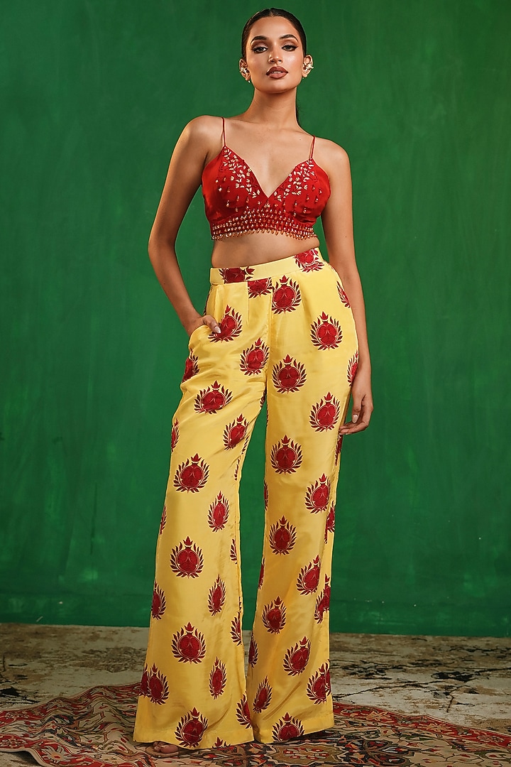 Yellow Imported Crepe Printed Blazer Set by AHI CLOTHING at Pernia's Pop Up Shop