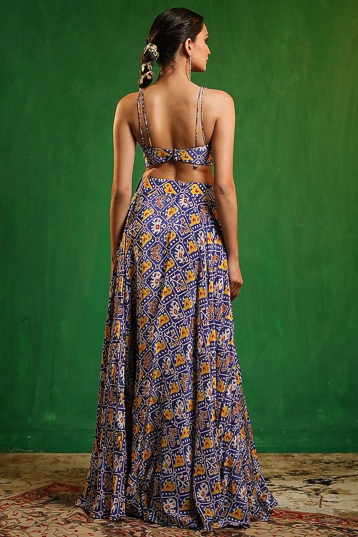 Blue Crepe Digital Printed Skirt Set by AHI CLOTHING at Pernia's Pop Up Shop