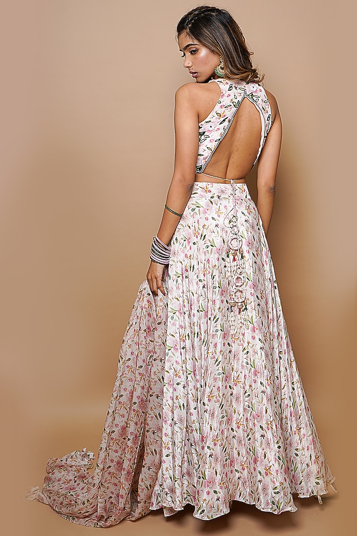 Off-White Digital Printed Wedding Lehenga Set by AHI CLOTHING at Pernia's Pop Up Shop