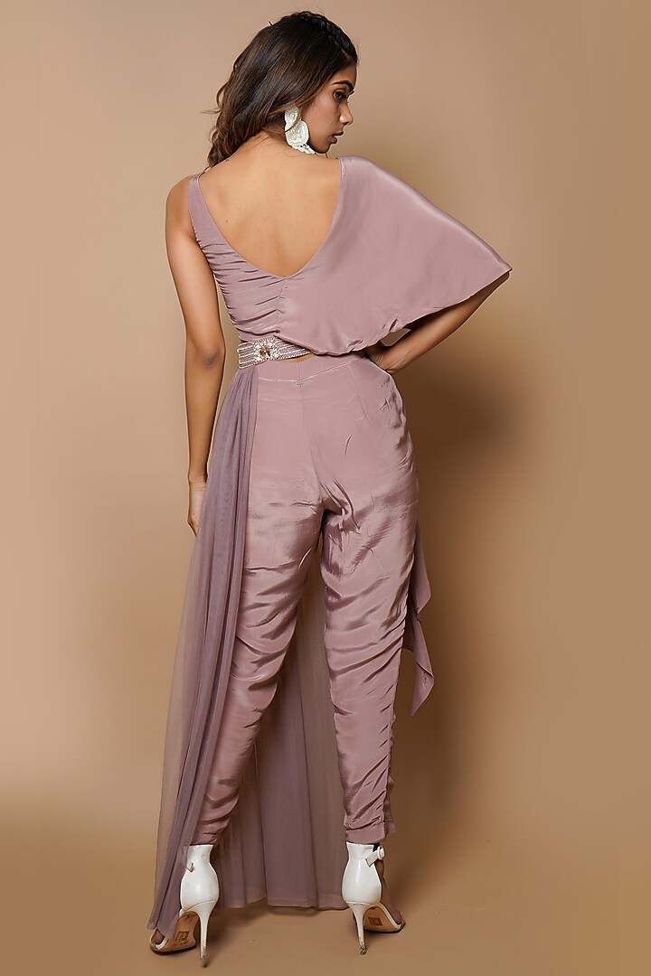 Onion Pink Natural Crepe Pant Set by AHI CLOTHING at Pernia's Pop Up Shop