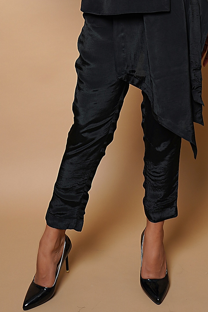 Black Natural Crepe Pant Set by AHI CLOTHING at Pernia's Pop Up Shop