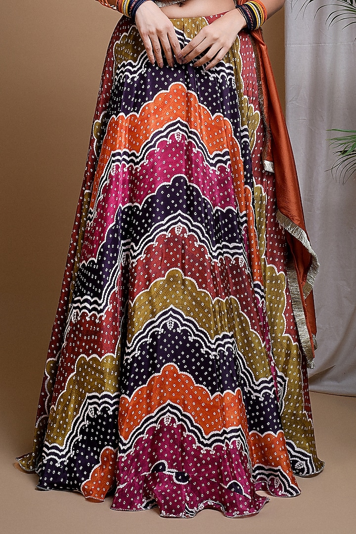 Multi-Colored Heavy Crepe Digital Printed Wedding Lehenga Set by AHI CLOTHING at Pernia's Pop Up Shop