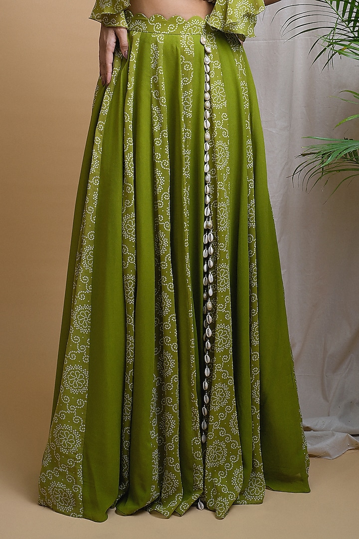 Green Heavy Georgette Digital Printed Skirt Set by AHI CLOTHING at Pernia's Pop Up Shop