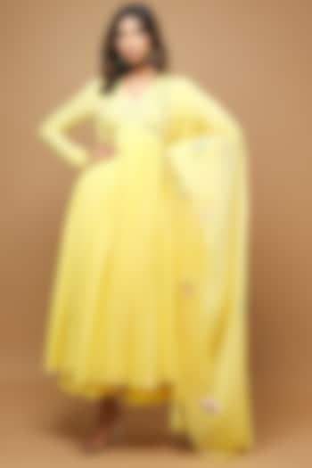 Yellow Embellished Party Wear Anarkali Set by AHI CLOTHING at Pernia's Pop Up Shop