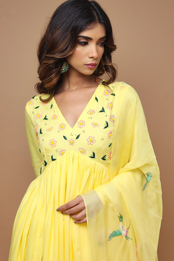 Yellow Embellished Party Wear Anarkali Set by AHI CLOTHING at Pernia's Pop Up Shop