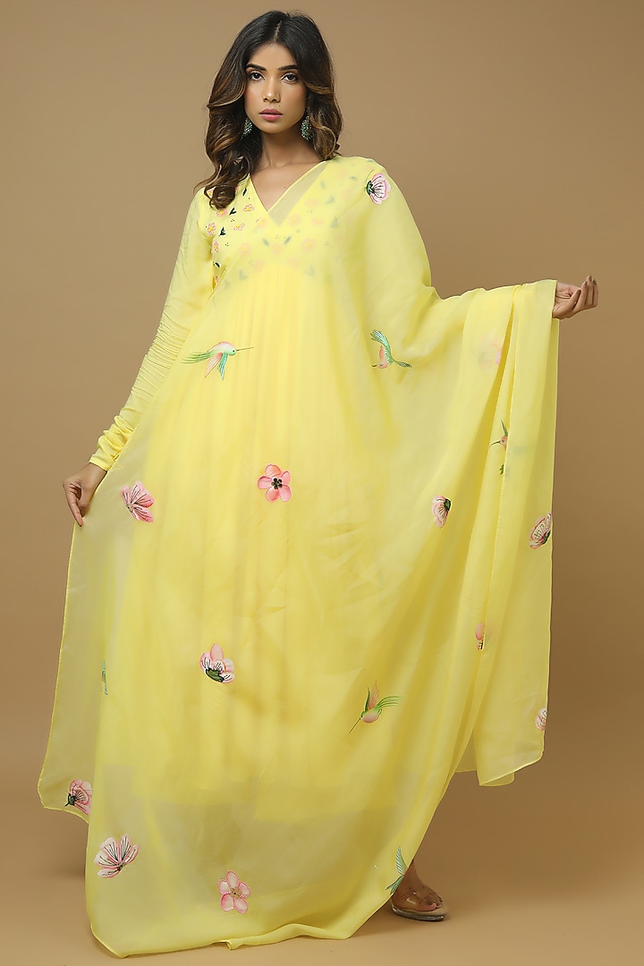 Yellow Embellished Party Wear Anarkali Set by AHI CLOTHING at Pernia's Pop Up Shop