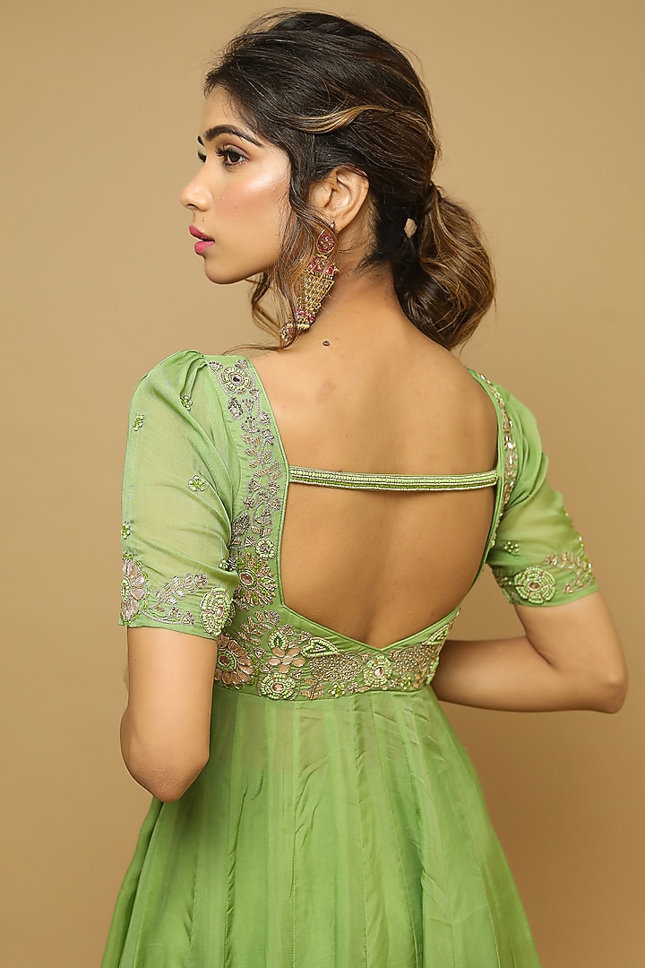 Parrot Green Embellished Kurta Set by AHI CLOTHING at Pernia's Pop Up Shop