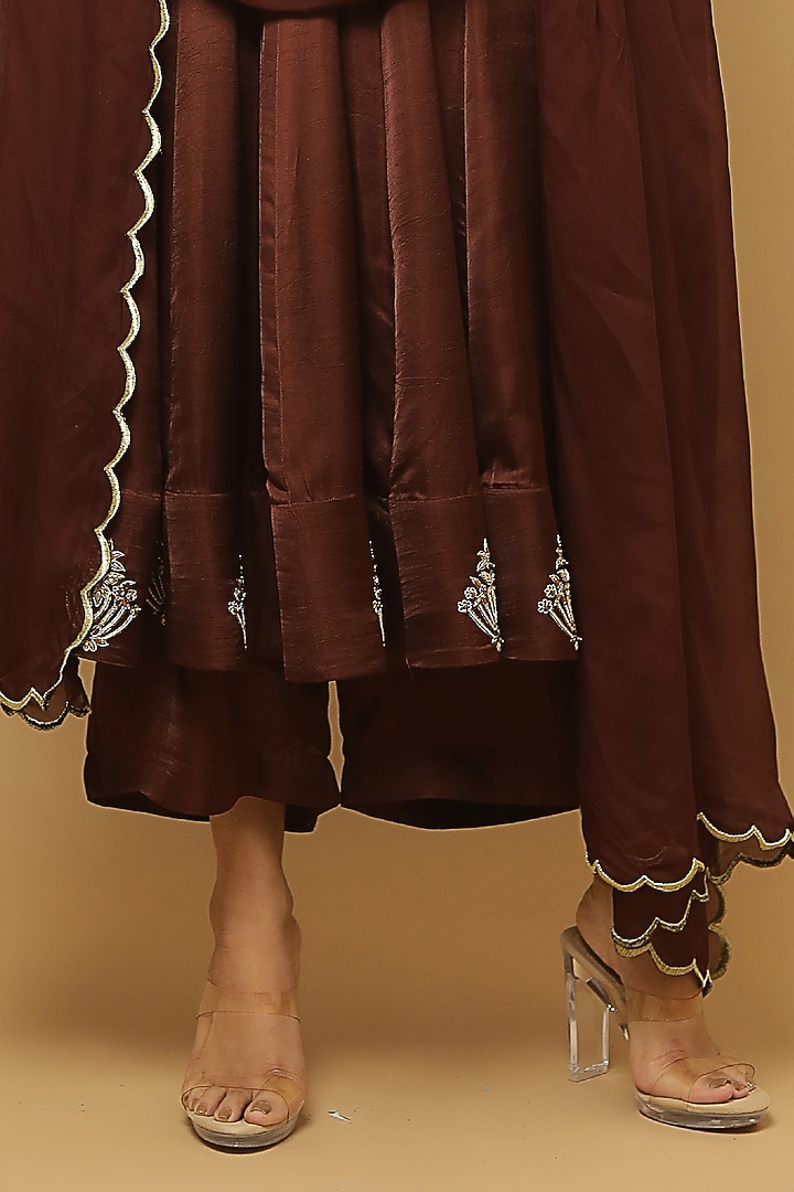 Brown Embellished Wedding Anarkali Set by AHI CLOTHING at Pernia's Pop Up Shop