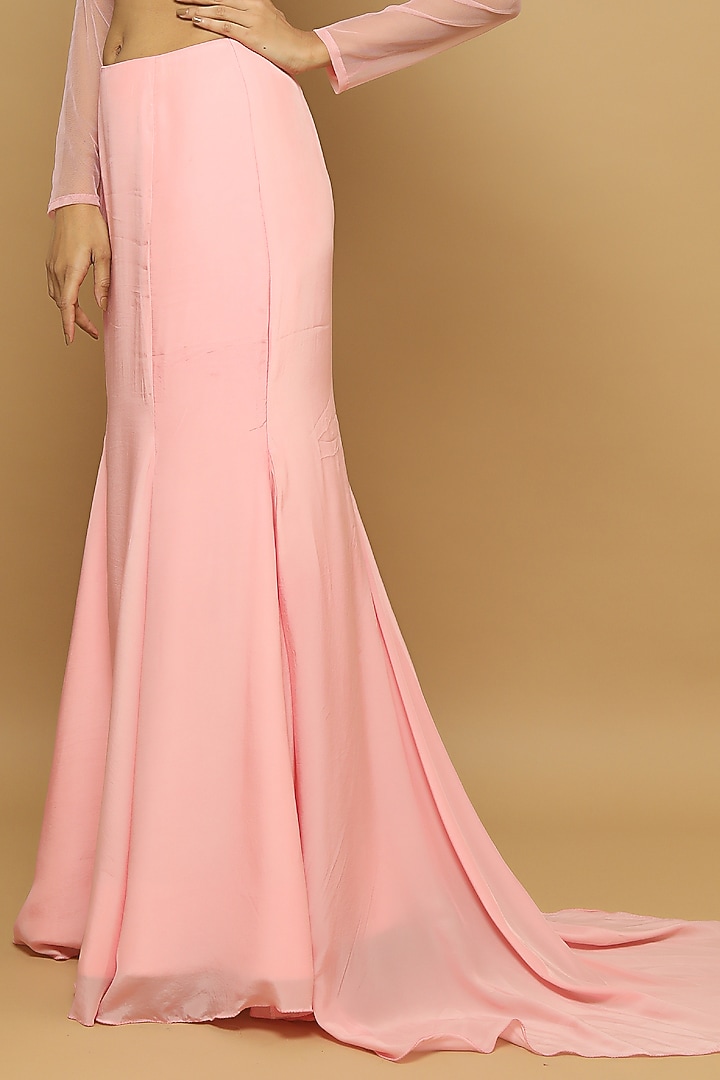 Pink Heavy Crepe Skirt Set by AHI CLOTHING at Pernia's Pop Up Shop
