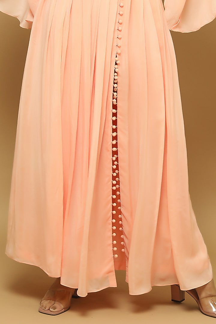 Peach Heavy Crepe Skirt Set by AHI CLOTHING at Pernia's Pop Up Shop
