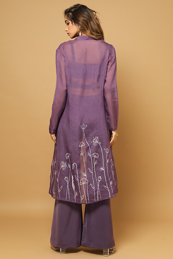 Purple Crepe Palazzo Pant Set by AHI CLOTHING at Pernia's Pop Up Shop