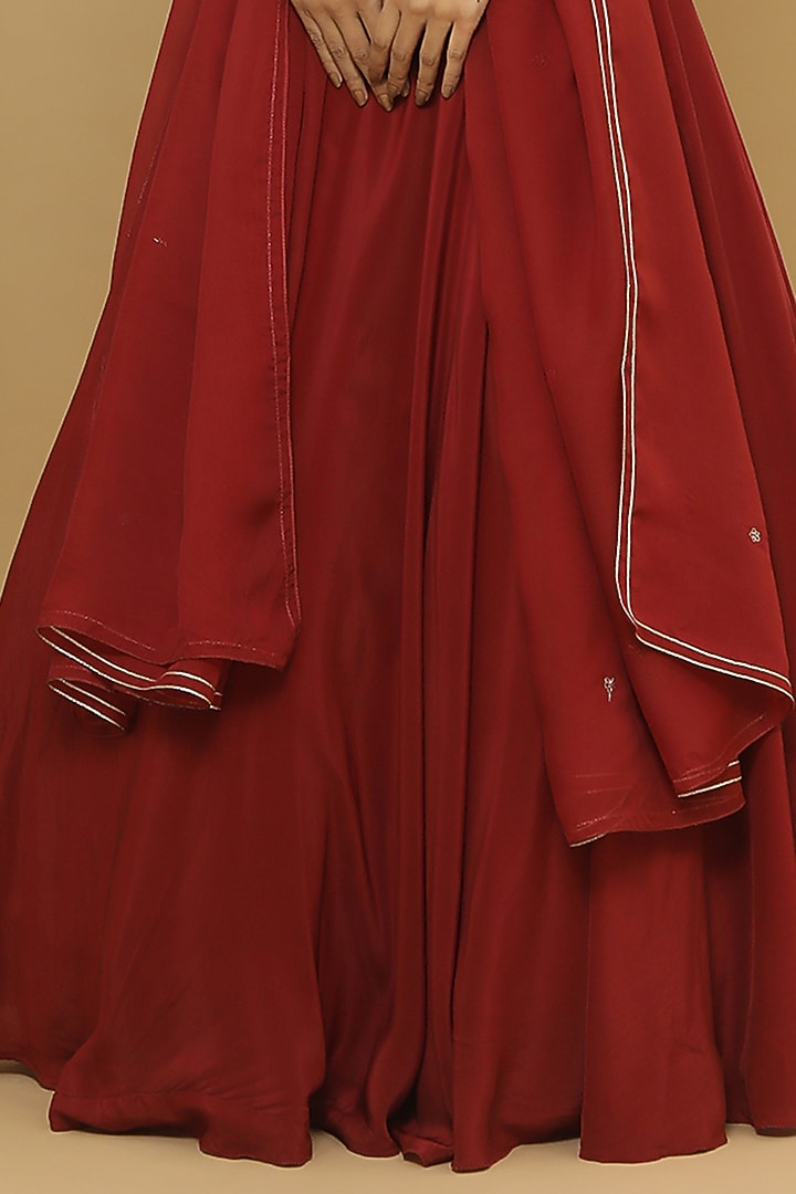Maroon Heavy Crepe Wedding Lehenga Set by AHI CLOTHING at Pernia's Pop Up Shop