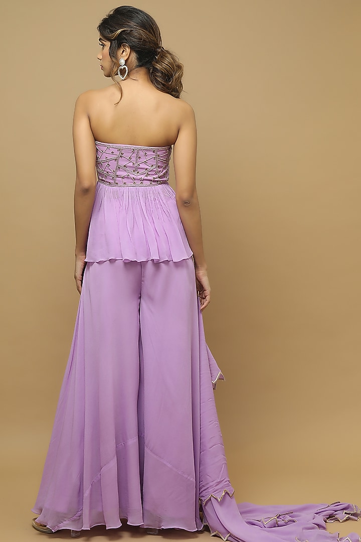 Lilac Heavy Georgette Pant Set by AHI CLOTHING at Pernia's Pop Up Shop