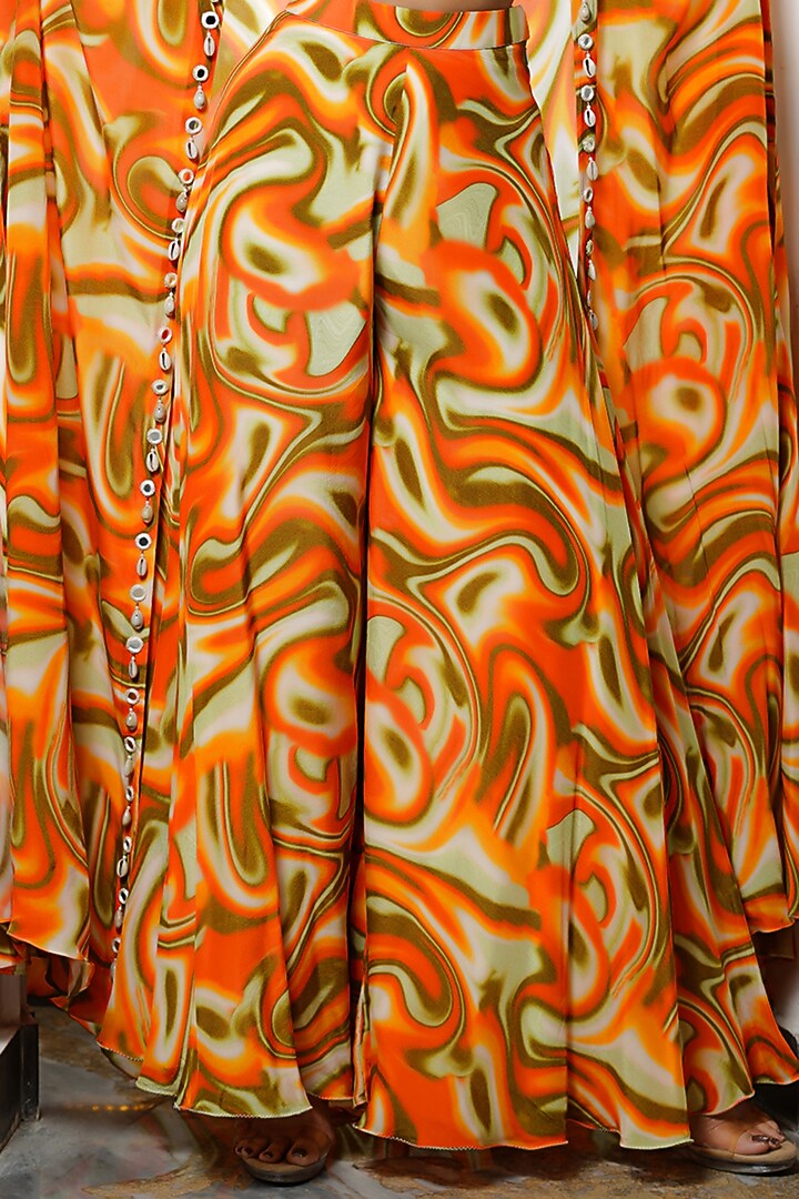 Orange Heavy Crepe Printed & Embroidered Co-Ord Set by AHI CLOTHING at Pernia's Pop Up Shop