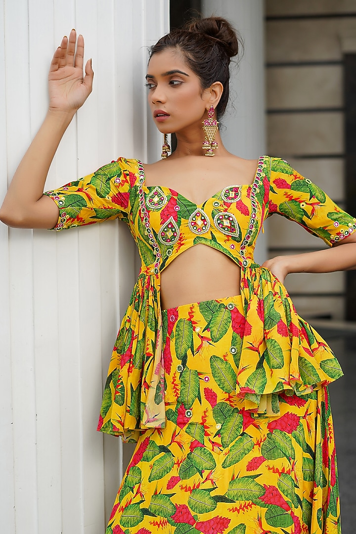 Multi-Colored Heavy Crepe Printed Wedding Lehenga Set by AHI CLOTHING at Pernia's Pop Up Shop