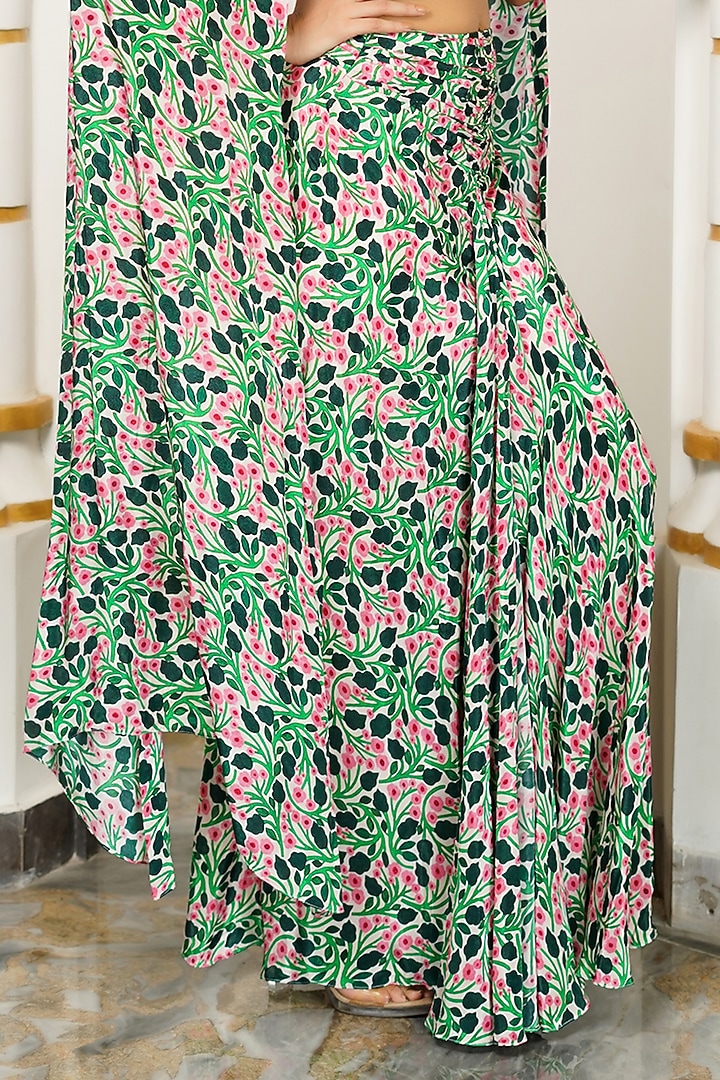 Green Heavy Crepe Printed Skirt Set by AHI CLOTHING at Pernia's Pop Up Shop