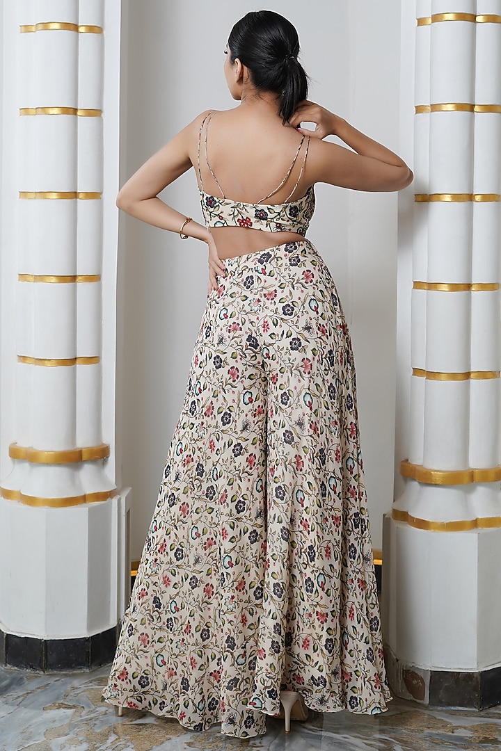 Cream Heavy Georgette Printed Co-Ord Set by AHI CLOTHING at Pernia's Pop Up Shop