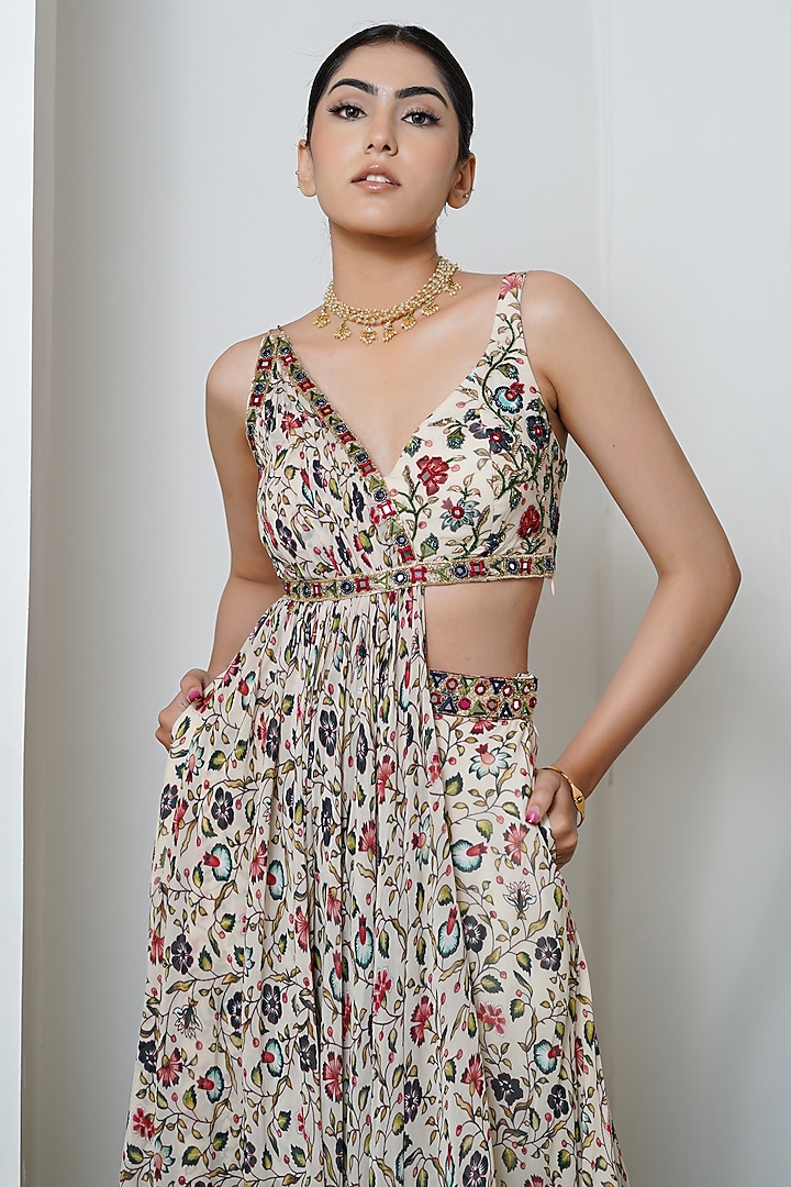 Cream Heavy Georgette Printed Co-Ord Set by AHI CLOTHING at Pernia's Pop Up Shop