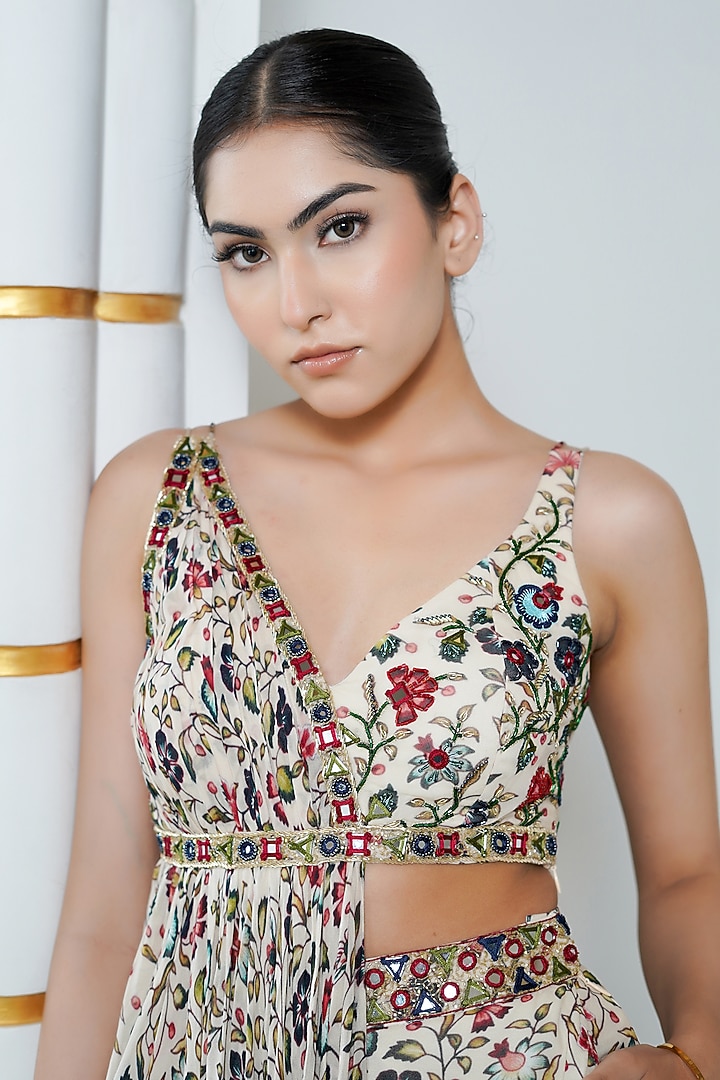 Cream Heavy Georgette Printed Co-Ord Set by AHI CLOTHING at Pernia's Pop Up Shop