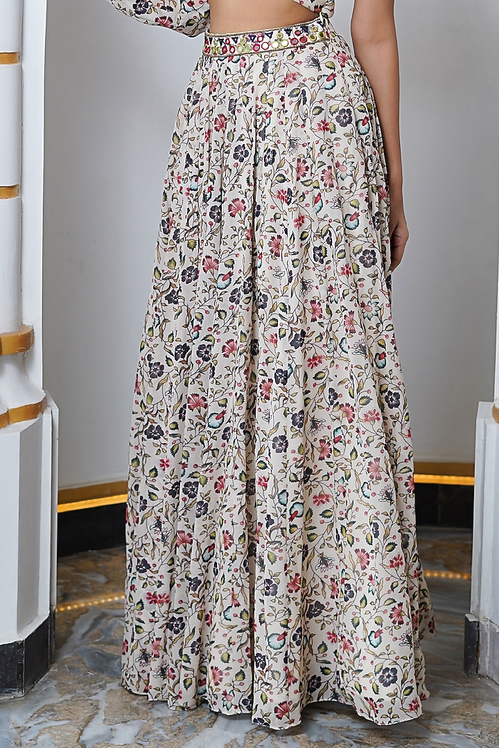 Cream Heavy Georgette Printed kali Wedding Lehenga Set by AHI CLOTHING at Pernia's Pop Up Shop