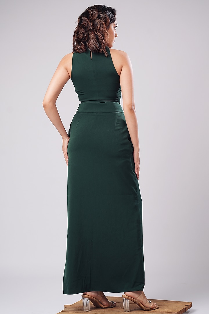 Deep Emerald Green Imported Luxury Crepe Skirt Set by AHI CLOTHING at Pernia's Pop Up Shop