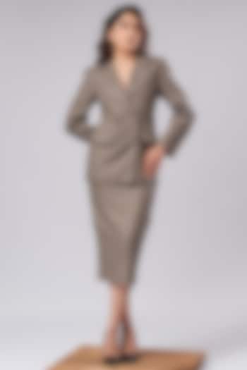 Taupe Beige Suiting Pinstripe Blazer Set by AHI CLOTHING at Pernia's Pop Up Shop