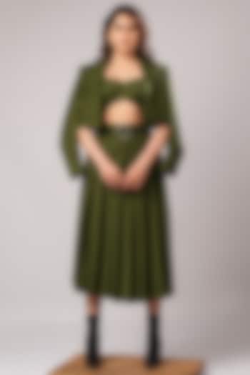 Olive Green Suiting Tailored Blazer Set by AHI CLOTHING at Pernia's Pop Up Shop
