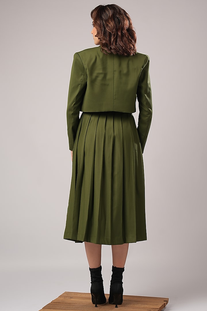 Olive Green Suiting Tailored Blazer Set by AHI CLOTHING at Pernia's Pop Up Shop