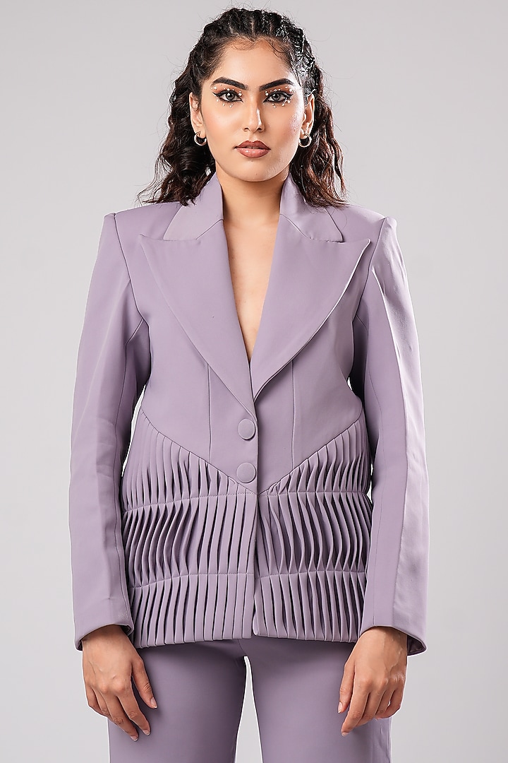Soft Lilac Imported Suiting Pleated Blazer Set by AHI CLOTHING at Pernia's Pop Up Shop