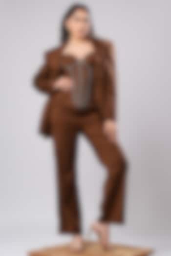 Mocha Brown Suiting Blazer Set by AHI CLOTHING at Pernia's Pop Up Shop
