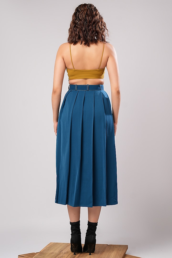 Midnight Blue Imported Luxury Crepe Skirt Set by AHI CLOTHING at Pernia's Pop Up Shop