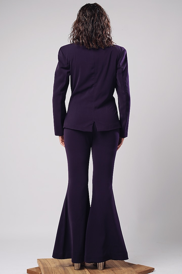 Deep Aubergine Imported Luxury Crepe Flared Trousers Set by AHI CLOTHING at Pernia's Pop Up Shop