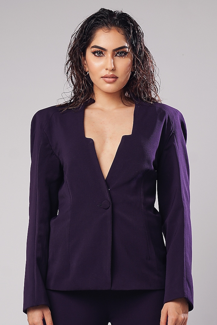 Deep Aubergine Imported Luxury Crepe Flared Trousers Set by AHI CLOTHING at Pernia's Pop Up Shop