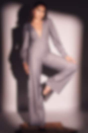 Slate Grey Suiting Structured Jumpsuit by AHI CLOTHING at Pernia's Pop Up Shop