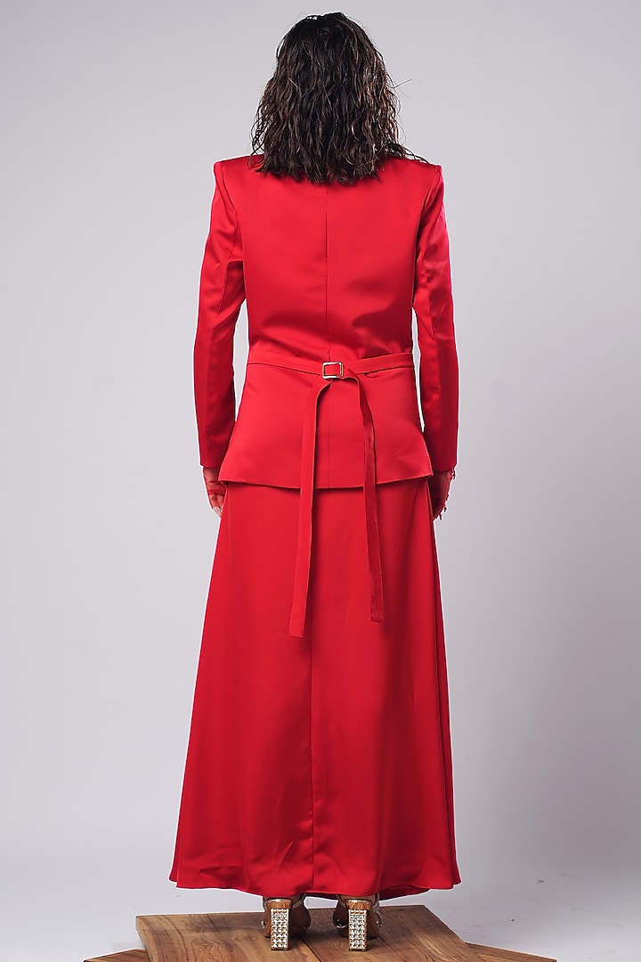 Scarlet Red Imported Satin Skirt Set by AHI CLOTHING at Pernia's Pop Up Shop