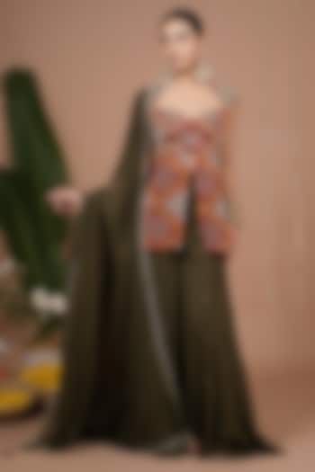 Green Georgette Palazzo Pant Set by AHI CLOTHING at Pernia's Pop Up Shop