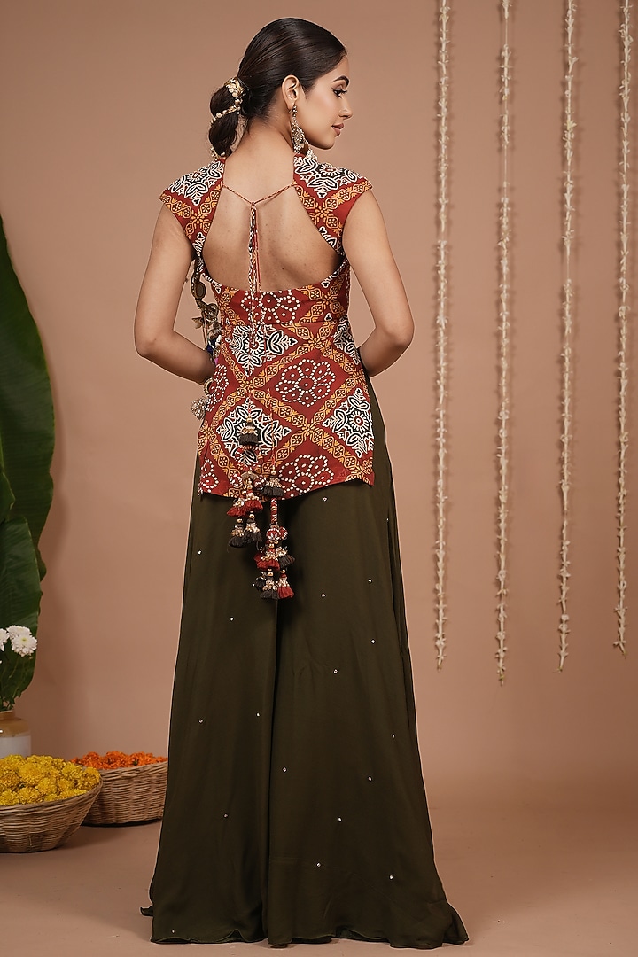 Green Georgette Palazzo Pant Set by AHI CLOTHING at Pernia's Pop Up Shop