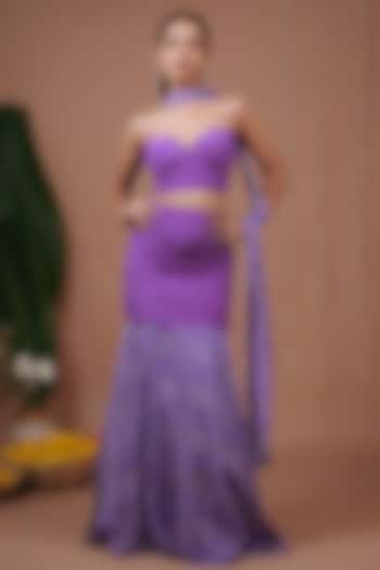 Purple Natural Crepe Mermaid Skirt Set by AHI CLOTHING at Pernia's Pop Up Shop