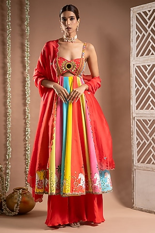 heavy flared anarkali dress Sunny Floral Heavy Rayon Digital Anarkali Gown