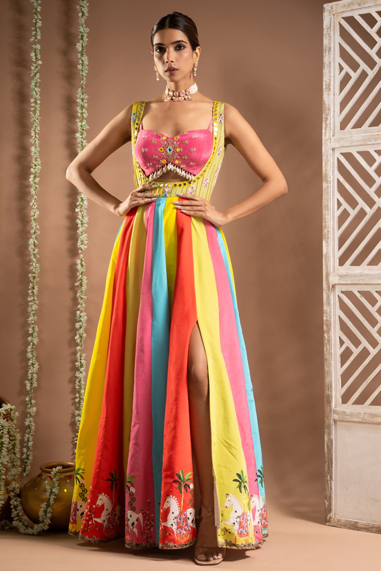 New Designer Party Wear hotsell Heavy Creap Gown With Real Mirror Dupatta For Women And Girls